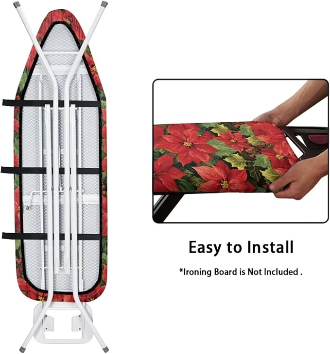 Poinsettia Print Iron Cover for Ironing Board Scorch Resistant Dirt-Proof