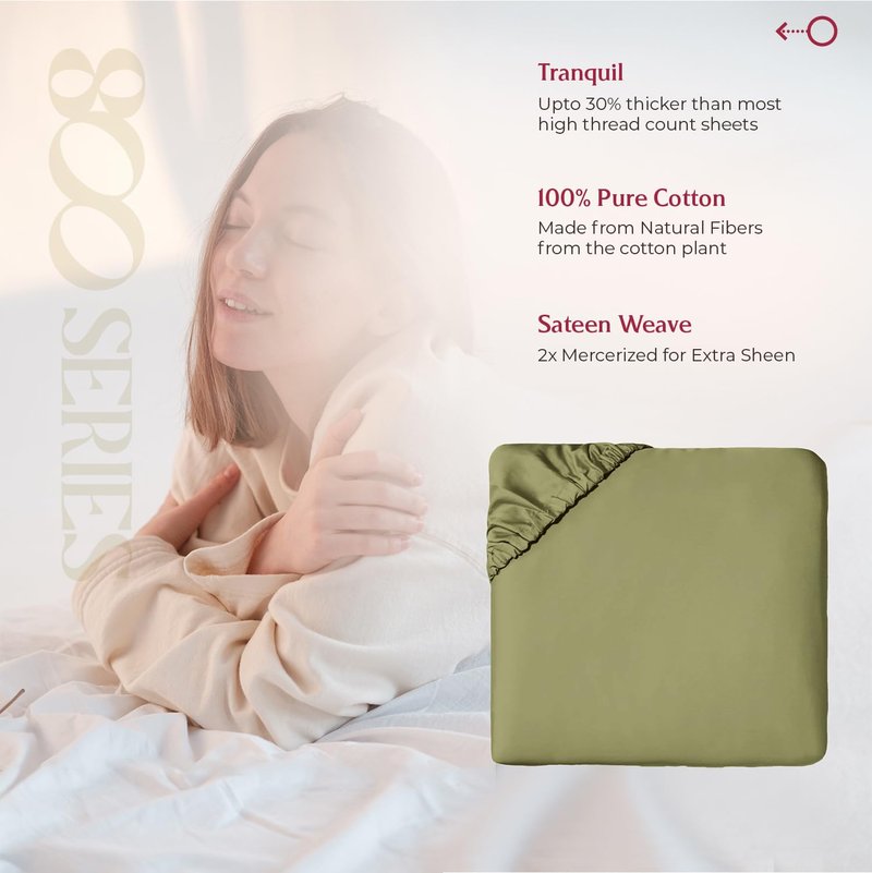 Mayfair Linen 100% Egyptian Cotton Deep Pocket King Fitted Sheet - Luxury 800 Series Tranquil Collection King Fitted Sheet Only (Sage Green), Soft Cooling Hotel Bottom Sheets, Fits Upto 18" Mattress