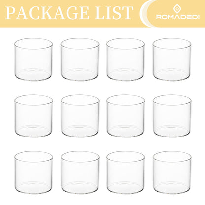 Romadedi Clear Tealight Candle Holder - Glass Votive Table Bulk Small Wedding Decor Centerpiece Floating Tea Lights for Christmas Party Birthday Home Pack of 12