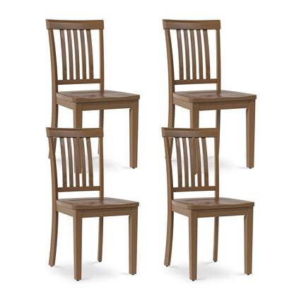 COLAMY Wooden Dining Chairs Set of 4, Solid Rubberwood Kitchen & Dining Room Chairs, Farmhouse Rustic Side Chairs for Dining Table, Anti-Slip Protection, Classic Windsor Style Seating, Oak Light Brown
