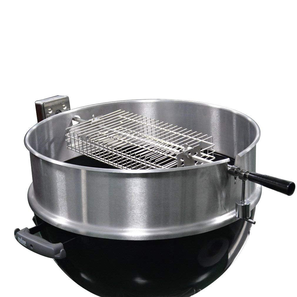 onlyfire 6042 Chrome Plating Steel Flat Grill Rotisserie Basket for Most Grills, Fits 1/2" Hexagon, 3/8" Hexagon, 3/8" Square & 5/16" Square Spit Rods