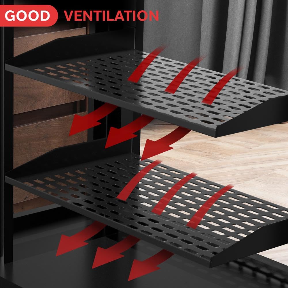 Pyle 2-Pc 1U Server Rack Shelf, Vented Shelves for Good Air Circulation, Cantilever Mount, Wall Mount Rack, Universal Device, Cabinet Shelf, Computer Case Mounting Tray, Black-Pyle PLRSTN14UX2