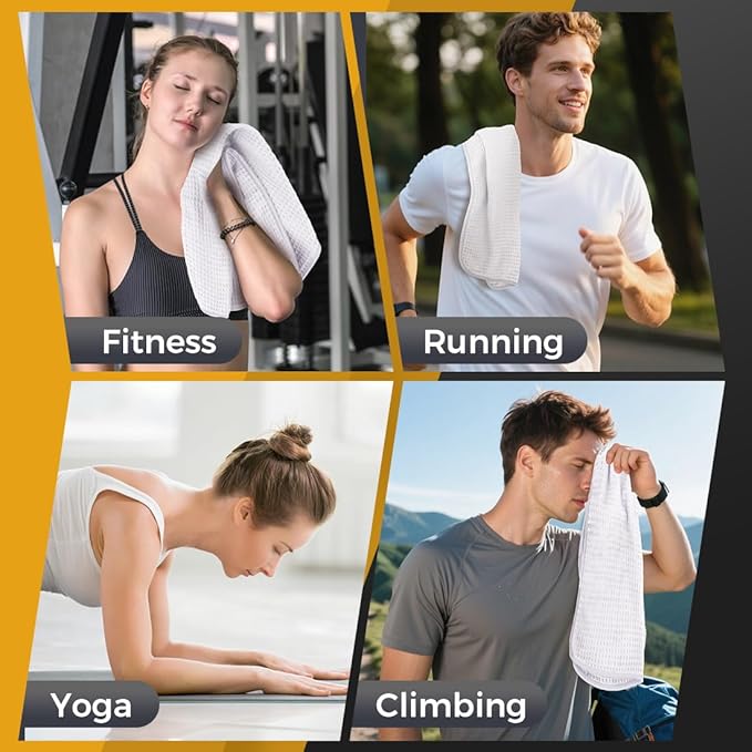 HOMEXCEL 4 Pack Premium Waffle Gym Towels, Ultra Soft Cooling Towels Highly