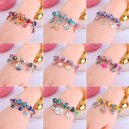 AIPRIDY 150 Pieces Charm Bracelet Making Kit,Unicorn Mermaid Crafts Gifts Set Can Inspires Imagination and Creativity,Jewelry Making Kit Perfect Gifts for Girls 5-12 Years Old (150 Pieces)