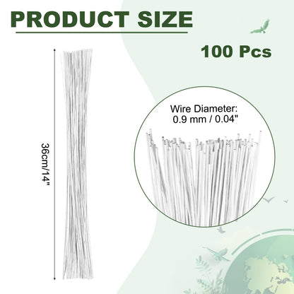 PATIKIL 20 Gauge 14" Floral Stem Wire, 100 Pcs Paper Wrapped Iron Artificial Flower Stem Accessories for DIY Bouquet Stem and Craft Decoration, White