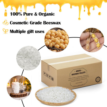 Beeswax Pellets 10LB, Organic White Bees Wax for DIY Candles, Beeswax for Candle Making, Skin, Body, Face, and Hair Care, Lotions, DIY Creams, Lip Balm and Soap Making Supplies