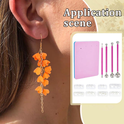 BENECREAT 4 Sizes Double-Ended Stainless Steel Ball Stylus, Mini Petal Clay Cutters Kit with 8 Shapes Polymer Clay Flower Molds for Polymer Clay Jewelry Wreath Earrings Making