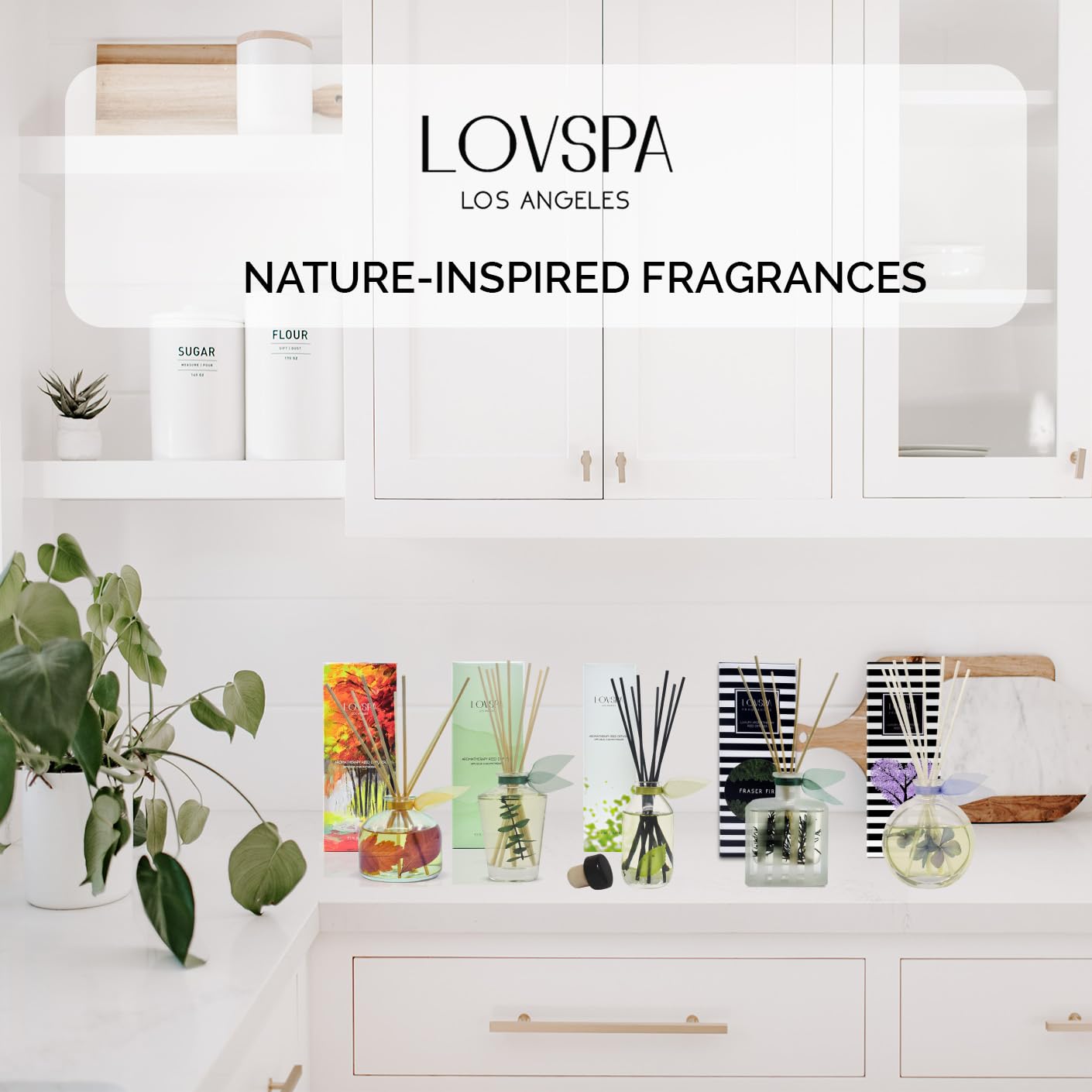 LOVSPA Reed Diffuser Set, Smoked Vanilla Scented Oil Diffuser with Sticks, Home Fragrance Accessories for Bathroom Shelf Decor, Aroma Diffusers for Home or Office Fall Decor, USA Made