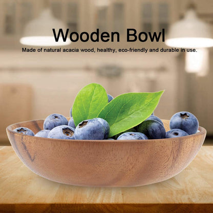 Miskall Wood Serving Bowls, 7.9 Inch Handcrafted Wooden Individual Bowls for Food/Soup/Salad/Pasta, Use as Snack Holder Plate for Kitchen and Dining