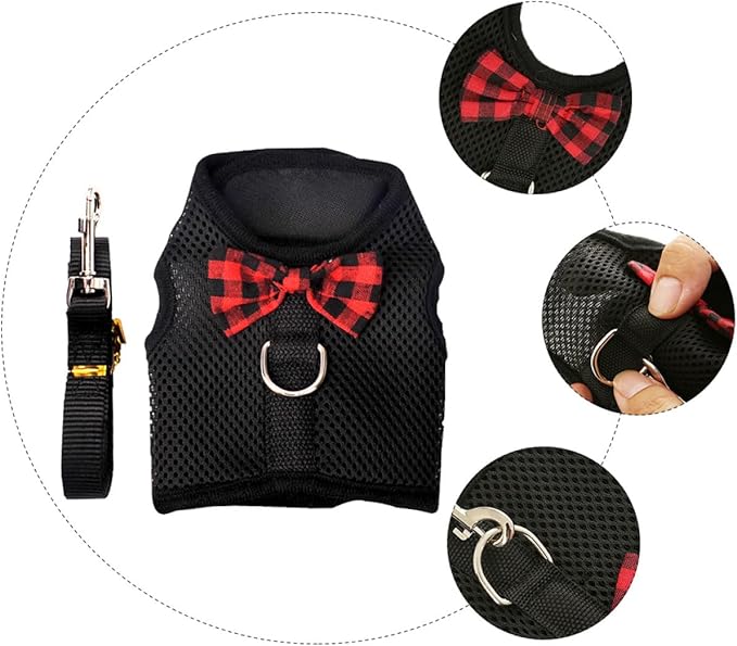 Abaodam Pet Vest Harness and Chest Strap Set Breathable Mesh Soft Padded Vest Size L (35-40Cm Chest) for Small Animals Rabbit Guinea Pig Squirrel Walking