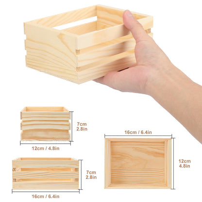 Yiksonyo 8 Pack Small Wooden Crates，6.4 x 4.8 x 2.8 Inch Wood Crate Basket for Display, Storage & Home Decor, Crafts, Kitchen, Bathroom, and More
