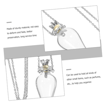 Garneck Felix Felicis Wish Bottle Pendant - Mini Glass Bottle with Chain - Creative Cork Bottles Necklace for Lucky Charms and Personal Messages Unique for Friends
