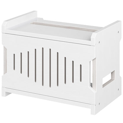 HOOBRO Wi-Fi Router Box Hider, WiFi Router Storage Box with Cable Management & Ventilation, Decorative Router Cover for Modem, Power Strip & Wires, Space Saving Tabletop Shelf, White WT125CJ01