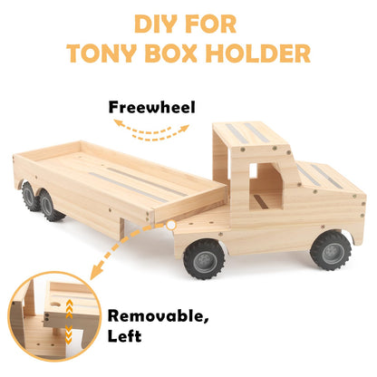 Taladad Storage & Play Car for Toniebox 2/1 and Tonie Figures Storage Shelf (Wooden Trailer), Magnetic Shelves Compatible with Tonie Box Player Character for Children Room (Natural, Wooden Trailer)