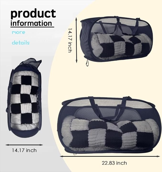 4 Pack Collapsible Laundry Baskets Popup Mesh Laundry Basket Durable Handles