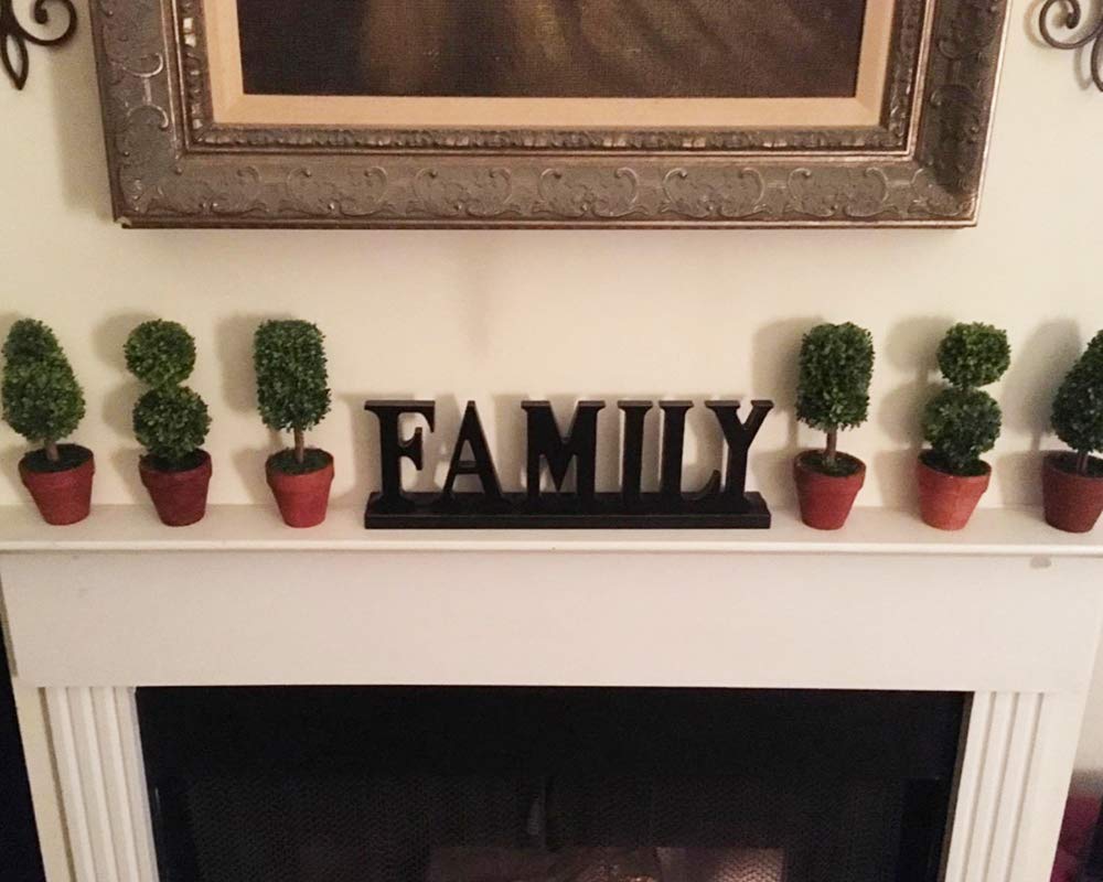 Wooden Family Sign - Free Standing Home Decor Letter Sign Cut Out Tabletop Fireplace Mantel Centerpiece Decoration