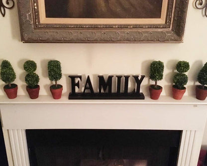 Wooden Family Sign - Free Standing Home Decor Letter Sign Cut Out Tabletop Fireplace Mantel Centerpiece Decoration