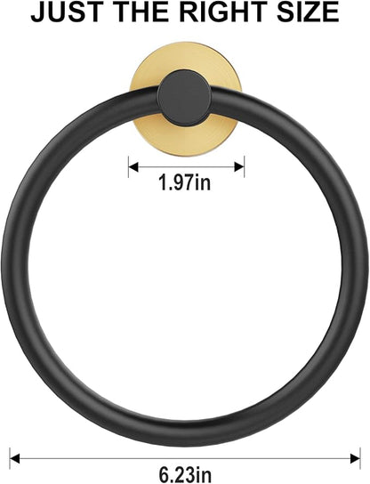 SetSail Towel Holder for Bathroom Wall Stainless Steel Hand Towel Ring Heavy Duty Towel Hanger for Bathroom, Black and Gold
