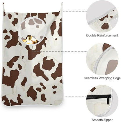 Hanging Laundry Hamper with Stainless Steel Hooks, Oxford Fabric Printing Door