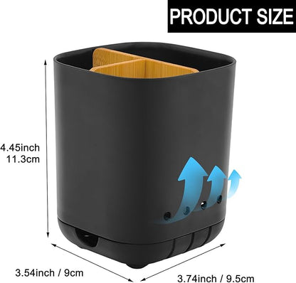 Toothbrush Holder with Bamboo Divider, Detachable