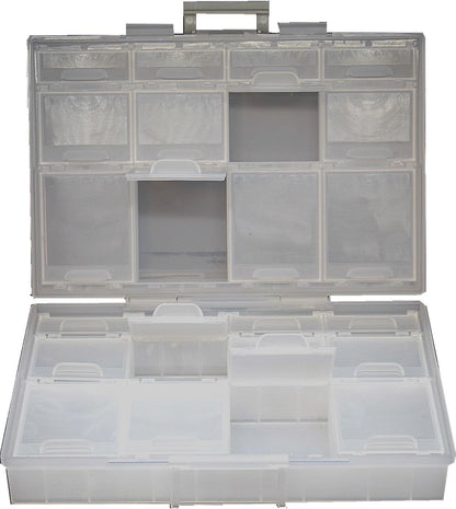 Aidetek half transparent BOX-ALL-24 small parts beads stationery jewelry box organizer for sorted parts 3 sizes 24 compartments with lid
