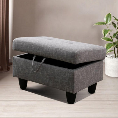 UOCFYK Grey-2 L-Shaped 3-Piece Linen Sofa with Storage Ottoman Set, Sectional Couch Sofa Set for Living Room, Office, Small Space