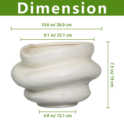 Teagas Ceramic Plant Pots Bonsai 10.6 Inch - Flower Pots for Indoor Plants, Large Plant Pots with Drainage Hole, Decorative Planter Outdoor Flower Pot for Office, Gift for Men Women, White