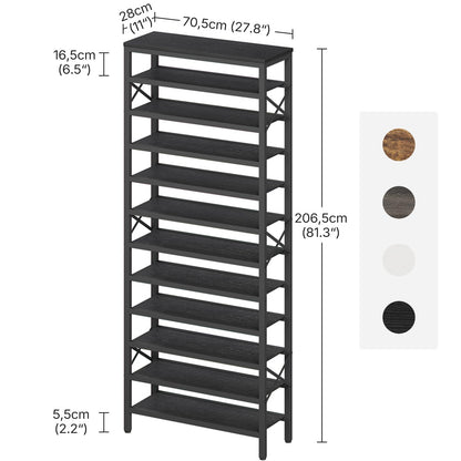 YATINEY 5-Tier Shoe Rack with 3 Drawers and 12-Tier Tall Shoe Rack Organizer, Wooden Shoe Storage for Closet Holds 48 Pairs, Sturdy Shoe Shelf SS35BB-SS212BB