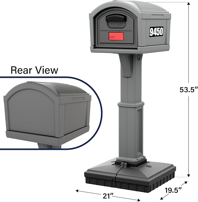 Simplay3 USPS T4 Extra Large Capacity XL Dig-Free Mailbox with Durable Double-Wall Construction, Weather-Resistant Design, and Easy No-Dig Installation, Steel Gray, Made in the USA