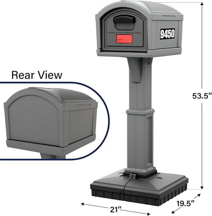 Simplay3 USPS T4 Extra Large Capacity XL Dig-Free Mailbox with Durable Double-Wall Construction, Weather-Resistant Design, and Easy No-Dig Installation, Steel Gray, Made in the USA