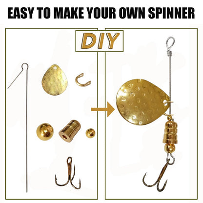 Fishing Lures Spinner Baits Lures Making Kit Inline Spinner Parts Assortment Shaft Clevis Spinner Blade DIY Fishing Spinner Making Supplies Tackle Kit