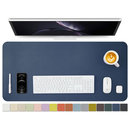 Leather Desk Mat - Non-Slip PU Desk Pad for Office and Home - Desk Organization and Accessories - Ideal for Large Mouse Pad and Desk Mats on Top of Desks (Dark Blue,36"x 17")