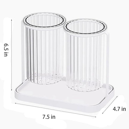 Toothbrush Holders with Drain Tray, 2 Slots Hanging Toothbrush and Toothpaste