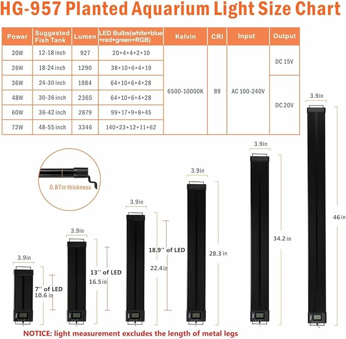 hygger Auto On Off LED Aquarium Light 24-30 Inches Dimmable 7 Colors Full Spectrum Fish Tank Light Fixture for Freshwater Planted Tank Build in Timer Daylight Moonlight & DIY Mode