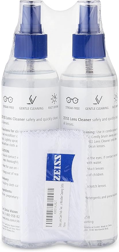 ZEISS Lens Care Pack – 2x 8oz Streak-Free Lens Spray and Microfiber Cloths
