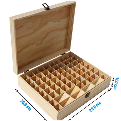 Gracelaza 74 Slots Wooden Essential Oil Organizer Hard Pine Wood Carrying Box - Ideal Aromatherapy Travel Storage Case Display Presentations Containers Box