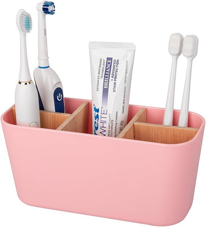 Toothbrush Holders for Bathrooms, Bamboo Tooth Brush Holder