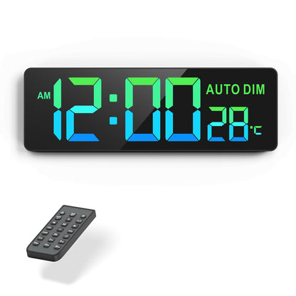 REACHER 16.5" Large Digital Wall Timer Clock with Countdown Timer, Auto Dimmer, Temperature, Remote Control, LED Wall Clock for Teacher, Classroom, Office, Home Decor, Kitchen, Gym, Living Room
