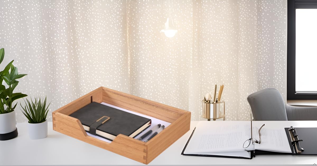 DDYURI Wood Letter-Size Tray for Office Desktop Organizer - Wooden Front-Load Documents Tray for Mail, Paper, File, Magazine, Pen,Notebook Storage Paper Holder Trays Light(DGTU-LT)