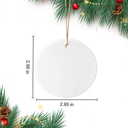Sublimation Ceramic Ornaments - Bulk White Round Porcelain Ornament Blanks for Heat Press Printing - Personalized Xmas Tree Keepsake Crafts Gift Christmas Decorations