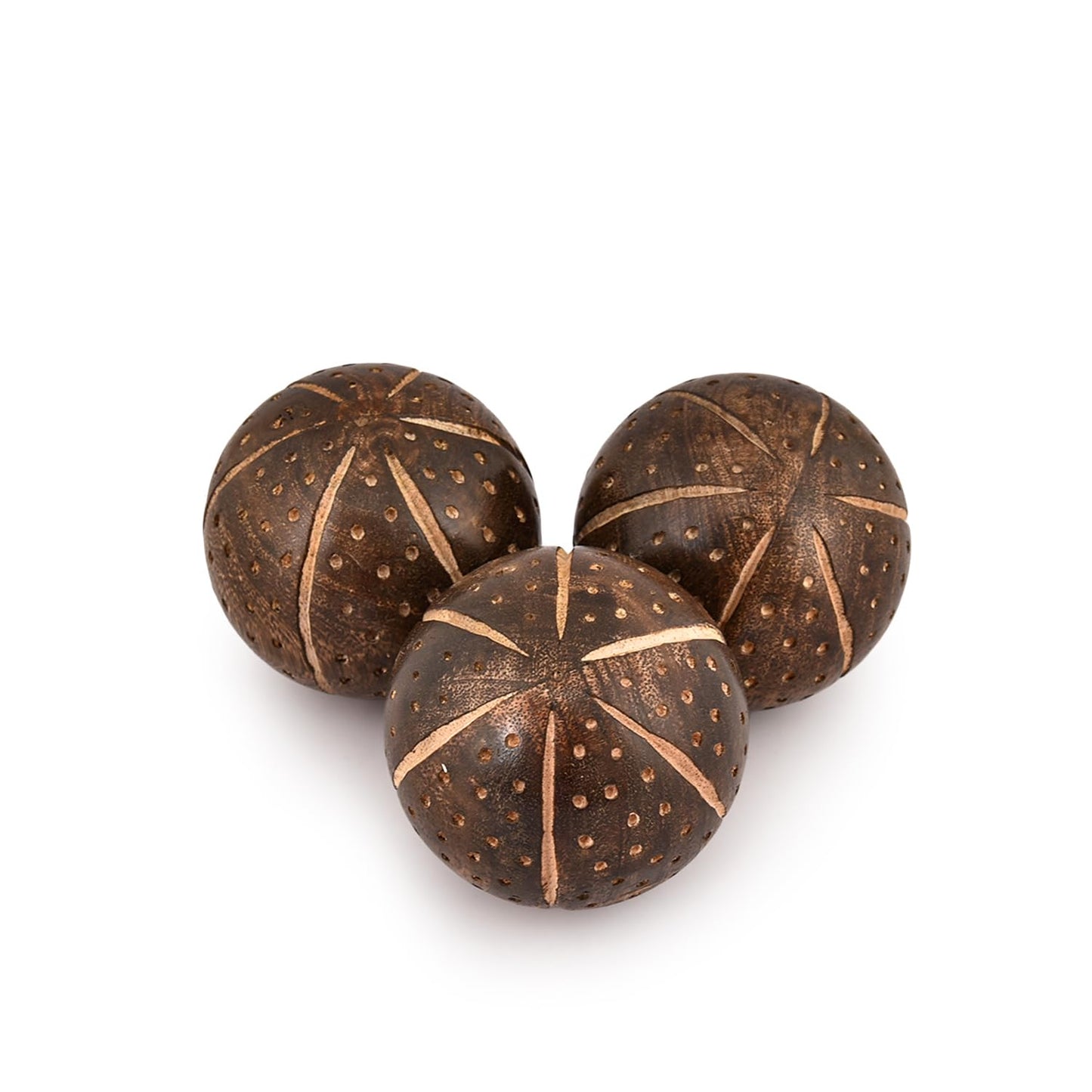 Kaizen Casa Decorative Balls Mango Wood Set of 3 for Home Decor Modern Decorative Balls for Living Room, Bedroom (3" x 3" x 3"), (Set of 3)