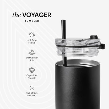 Simple Modern Voyager Tumbler with Flip Lid | Travel Coffee Mug | Insulated Stainless Steel Cold Brew Iced or Hot Coffee Cup | Gifts for Women Men Her Him | 12oz, Violet Dreams
