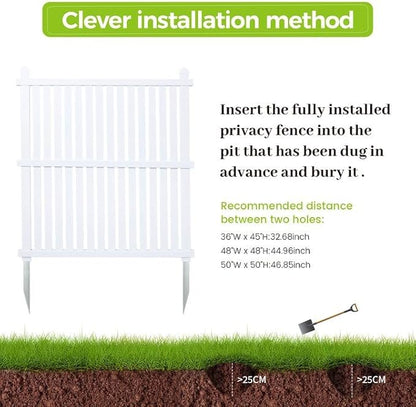 Classic White Vinyl PVC Air Conditioner & Trash Can Fence, 2 Panels, 50" W x 50" H, Easy to Install, All-Weather Durable, HOA Compliant, Privacy & Security