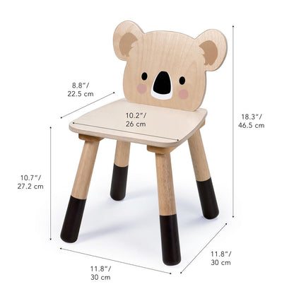 Tender Leaf Toys - Forest Koala Chair - Wooden Playroom Furniture for Kids - Cute and Sturdy Animal Themed Chair - Age 3+