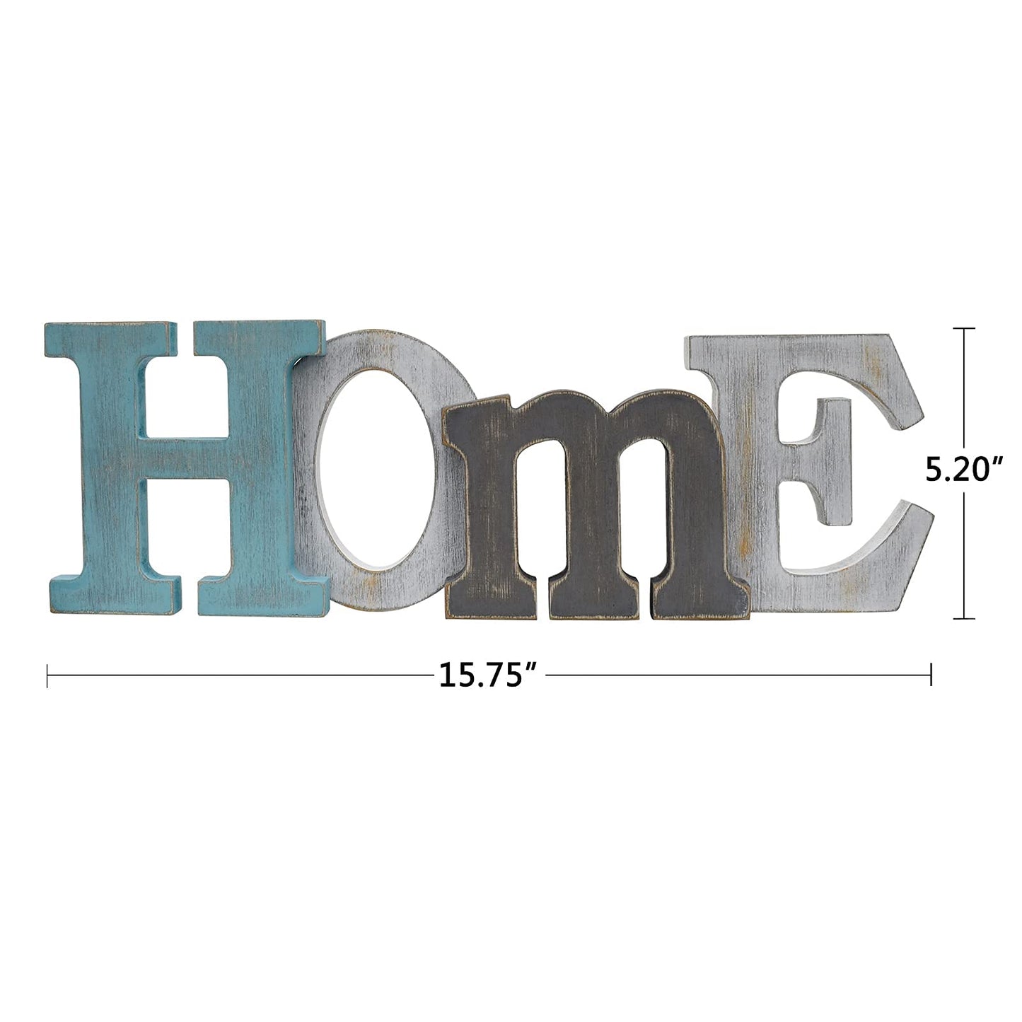 Linfevisi Wooden Home Sign Aqua Hanging Block Letters Sign Rustic Freestanding Wood Word Decor Decorative Home Table Sign Cutout Word Art Wall Decor (Home)