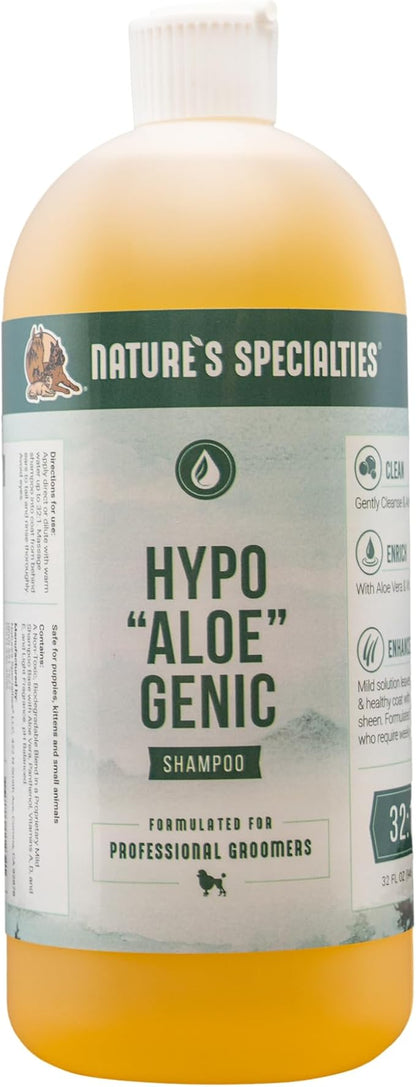 Nature's Specialties Hypoallergenic Ultra Concentrated Aloe Dog Shampoo for Pets, Makes up to 8 Gallons, Natural Choice for Professional Groomers, for Sensitive Skin, Made in USA, 32 oz