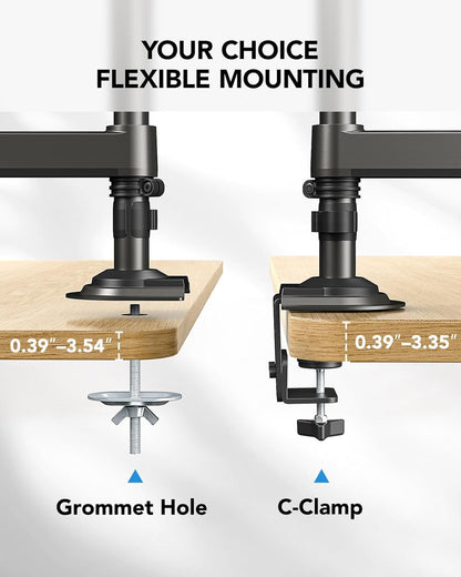 HUANUO 17-32 Inch Dual Monitor Stand, Vertical Dual Monitor Mount, Monitor Stand 2 Monitors, Ergonomic Adjustable Tilt/Swivel/Rotate, Weight Max 19.8 lbs, VESA 75/100mm