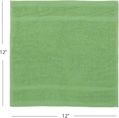 Avalon Towels Cotton Washcloths 24-Pack – 12 x 12 Inch Sage Green Super Soft &