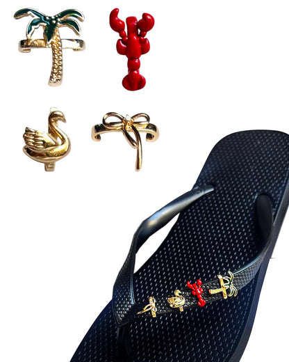 UGNBIRKEN Removable Flip Flops Charms Jewelry, Shoe Jewelry & Slipper Beach Sandal Strap Ornament, Women Fashion Footwear Decoration for Flipflops Summer DIY A