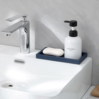 Small Silicone Bathroom Vanity Tray Rectangle Soap and Sponge Holder Kitchen